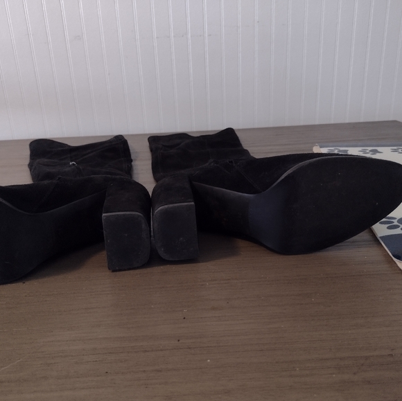 ZARA BLACK SUEDE BOOTS OVER THE KNEE N.W.O.T - Picture 3 of 5